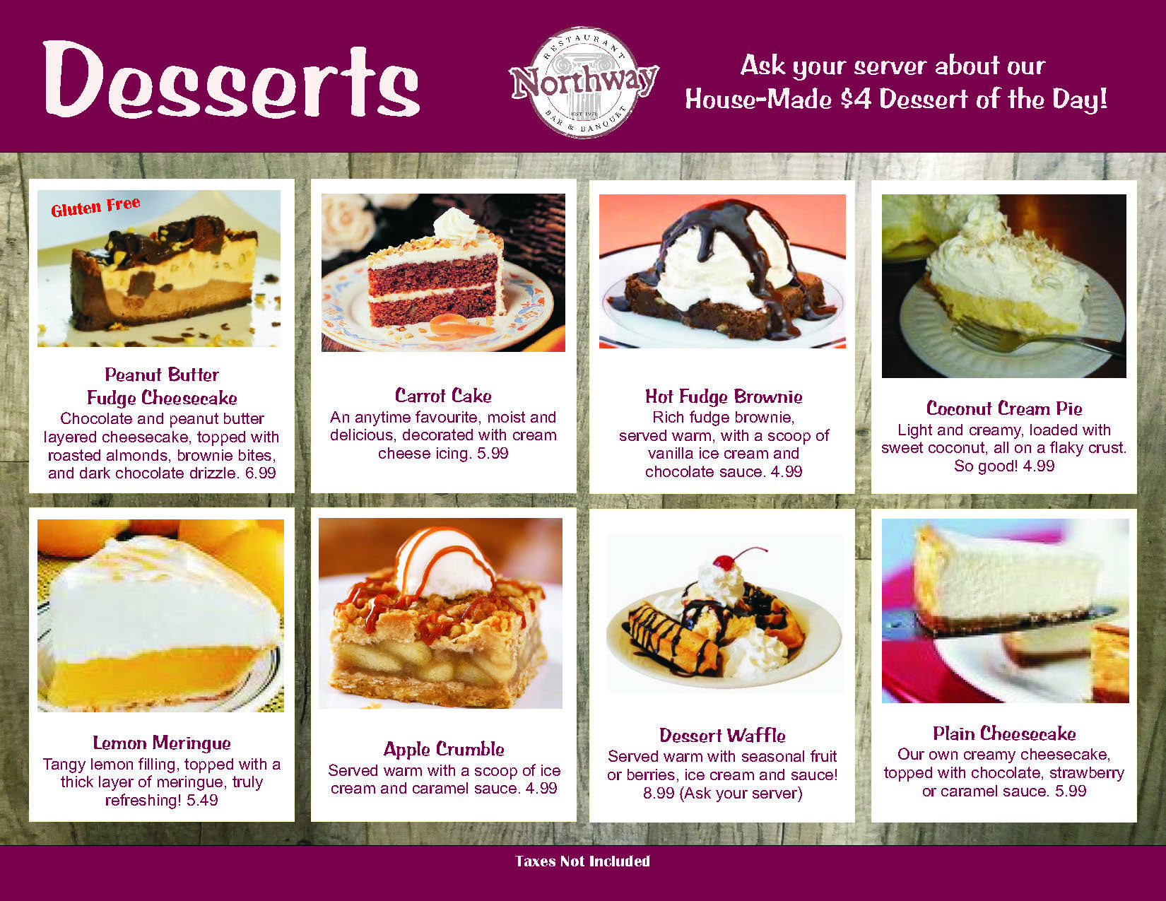 Dessert Menu